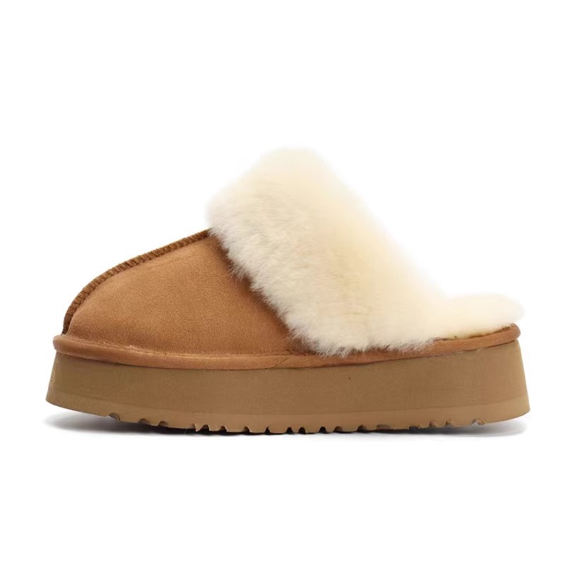 Suela gruesa Baotou, medias zapatillas de piel auténtica, botas para la nieve para mujer, ropa exterior de invierno, nuevas Zapatillas cálidas de algodón para el hogar_voghion.com