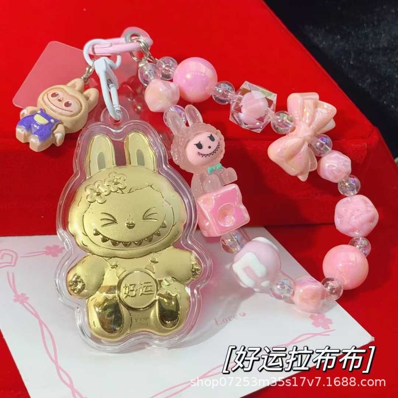 足金999labubu拉布布 手机挂绳钥匙扣 卡通爆款金店引流 礼品批发|undefined