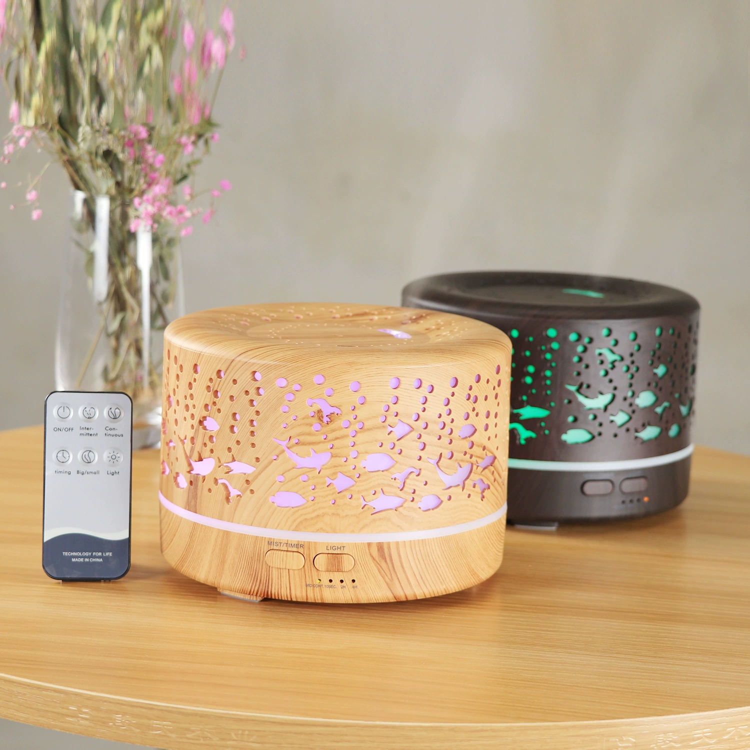 Ultrasonic aroma diffuser, aromatherapy, humidifier, wholesale, remote control, 500 ml