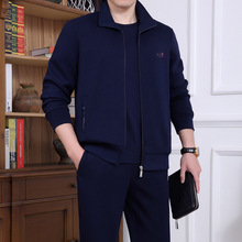 爸爸秋季套装中年男士休闲运动服春秋装加肥加大肥佬胖子运动装男