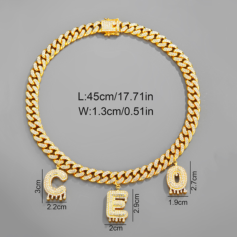 Nuova collana di lusso personalizzata con lettere a forma di bolla e goccia CEO Hip Hop_voghion.com