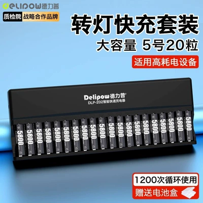 Delipu No. 5 Rechargeable Battery Set Charger No. 7 Ktv Microphone Rechargeable Battery Large Capacity Microphone Battery (Hibrid akkumulyator batareyaları) - 20-slot-charger-aa-5800-battery-20-cells
