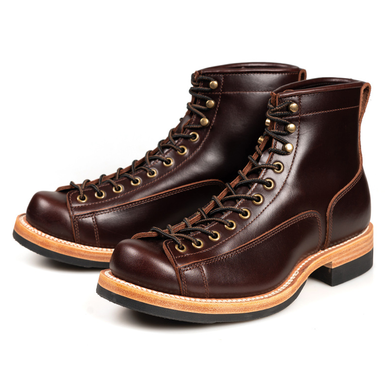 마틴 부츠 하이탑 툴링 부츠 Goodyear 남성용 정품 가죽 가을과 겨울 부츠 레이스 업 남성용 유행 레저 부츠