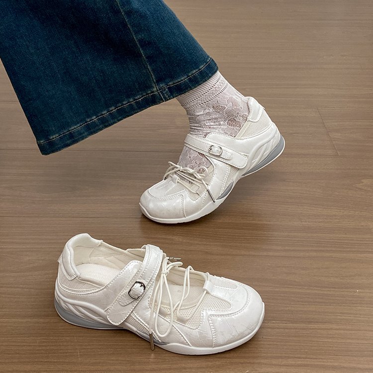 Thick-Soled Slip-On Sports Mary Jane Trainers for Women, Breathable Mesh, Suitable for Skirts, 2026 Summer New Style Single Shoes
