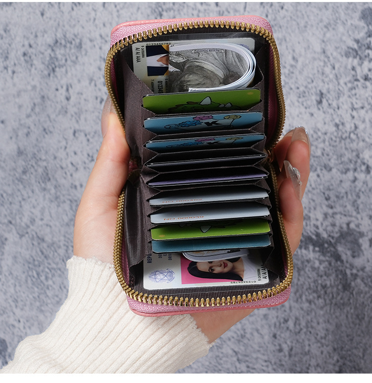 Multi-color Zipper Credit Card Bag 12 Card Sits Anti-theft Wallet Women's Small Card Case Card Bag_voghion.com