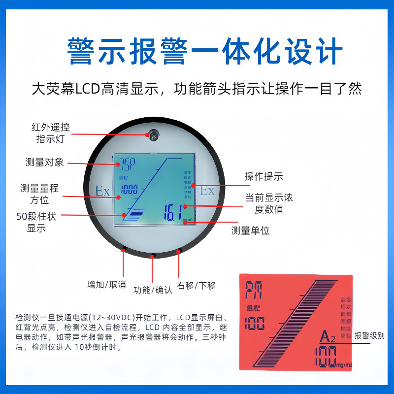 Electrostatic dust meter Pipeline dust concentration super high alarm