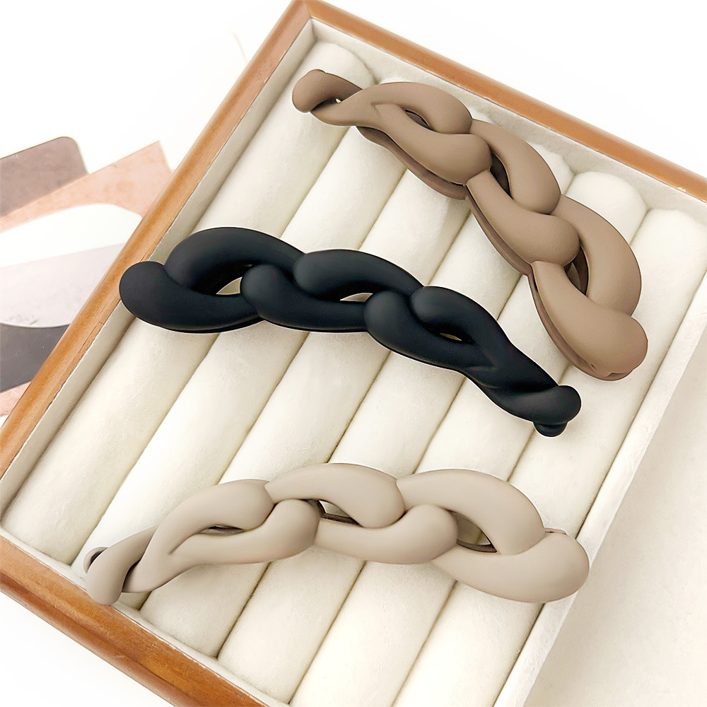 Matte Chain Hair Clip Twisted Banana Clip Einfache Haarspange für hohe Pferdeschwänze für Mädchen, Haarnadeln und Haarspangen, Haaraccessoires 머리� – Detail 6