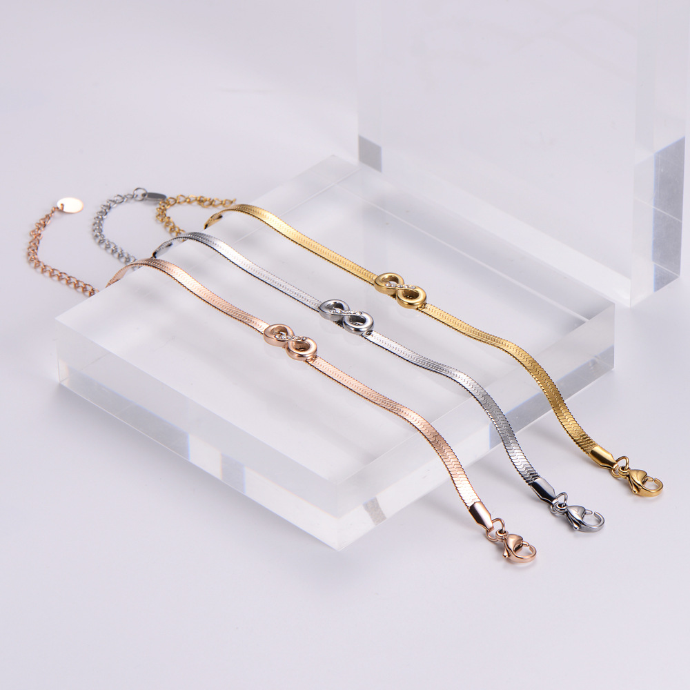 fashion simple diamond infinity stainless steel bracelet