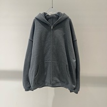 2025秋季新款女装时尚休闲百搭灰色宽松连帽卫衣外套上衣 103037