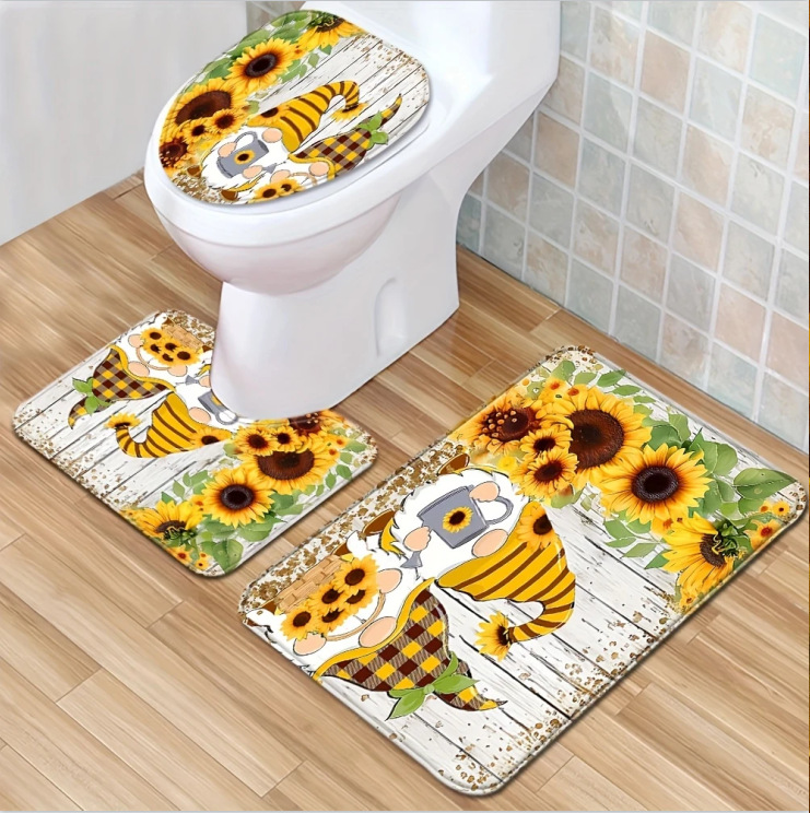 Nuevas alfombras de dibujos animados transfronterizos inodoro alfombras de baño de tres piezas decorativas alfombras resistentes a la suciedad alfombras de suelo fáciles de cuidar
