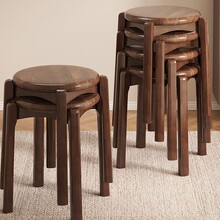 实木凳子家用可叠放方凳板凳木凳子中古餐凳圆凳椅子换鞋凳木头凳