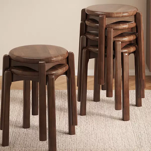 实木凳子家用可叠放方凳板凳木凳子中古餐凳圆凳椅子换鞋凳木头凳