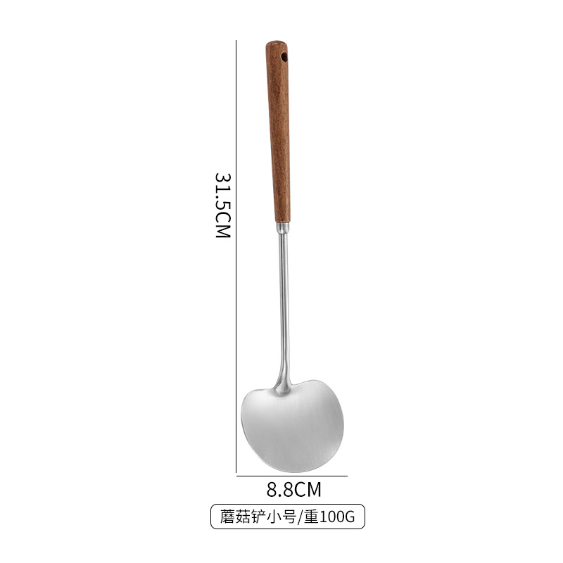 Paleta de acero inoxidable 304 utensilios de mango de madera para el hogar, colador de alta temperatura, juego de utensilios de cocina, cuchara de sopa, suministros de cocina