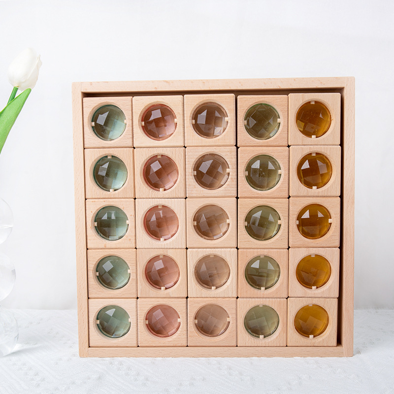 Bloques de construcción de GEMA de madera para niños bloques de construcción transparentes de acrílico que ensamblan Juguetes Educativos de Educación Temprana de construcción creativa para bebés