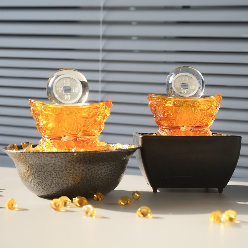 Yuanbao fortune-making flowing water ornaments feng shui ball circulating water humidification office living room decoration housewarming opening gift