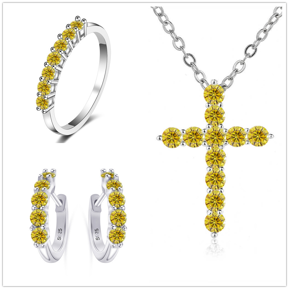 2.8CT Color Moissanite Set Sterling Silver S925 Set con Certificado GRA Over-Tested Pen Pen Ring Set