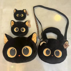 オリジナル本物のかわいい猫黒猫灰色猫ぬいぐるみクロスボディバッグママバッグ小さな小銭入れ枕クッション人形