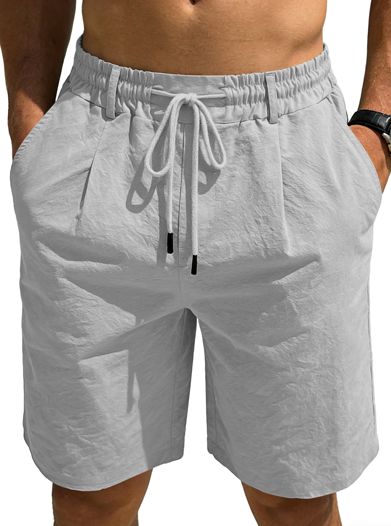 Transfronterizo Amazonwish comercio exterior hombre nuevo suelto lino pull-out pantalones deportivos casuales de color puro