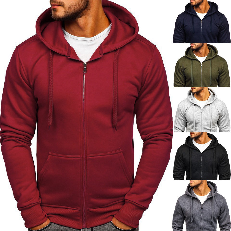 Cross-Border European and American Autumn and Winter Fleece Men's Zip-Up Sweatshirt Cardigan Hoodie Sweatshirt Top Manufacturer Wholesale