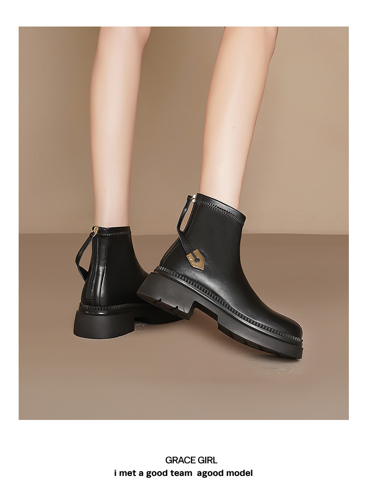 Women's Mesh Ankle Boots Thick Sole Back Zipper Single Boots_voghion.com