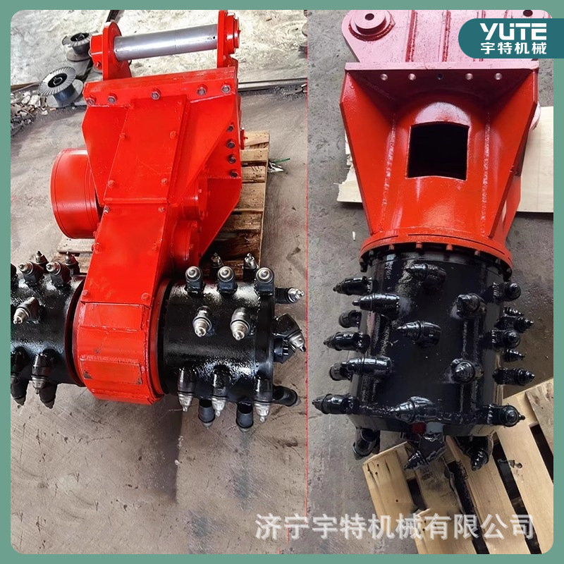 矿用液压铣挖机地面凿毛用挖机改装铣挖头横向双头铣头