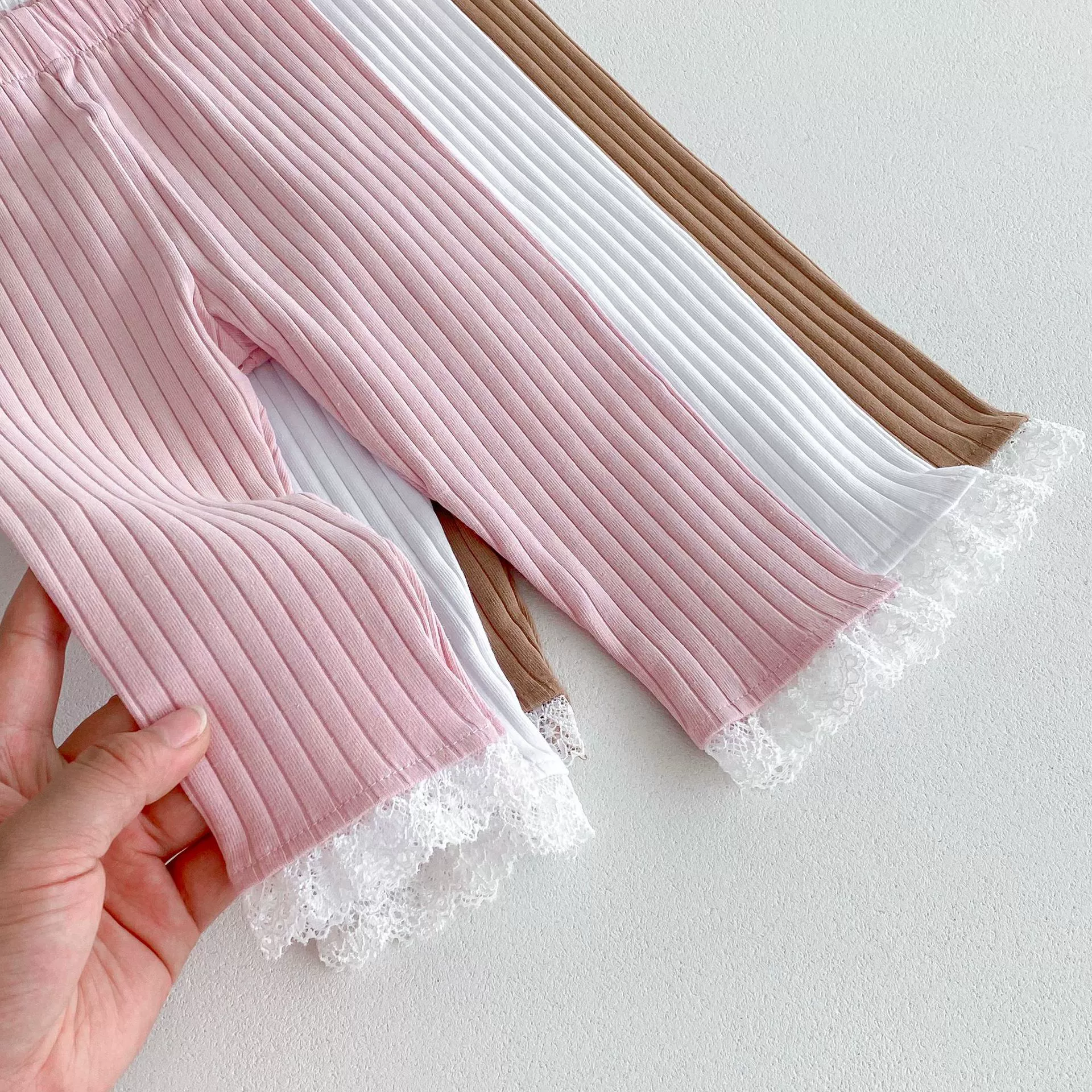 Детские осенние л leggings, кружевные эластичные брюки, 1–8 лет, корейский стиль, узкий крой, детская одежда
