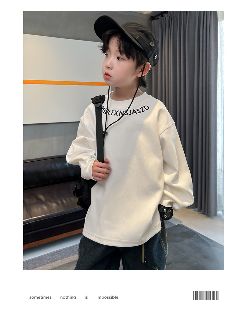 Maglietta a maniche lunghe per bambini Primavera e 2024 Nuova maglietta per bambini di taglia media e grande, stile western alla moda_voghion.com