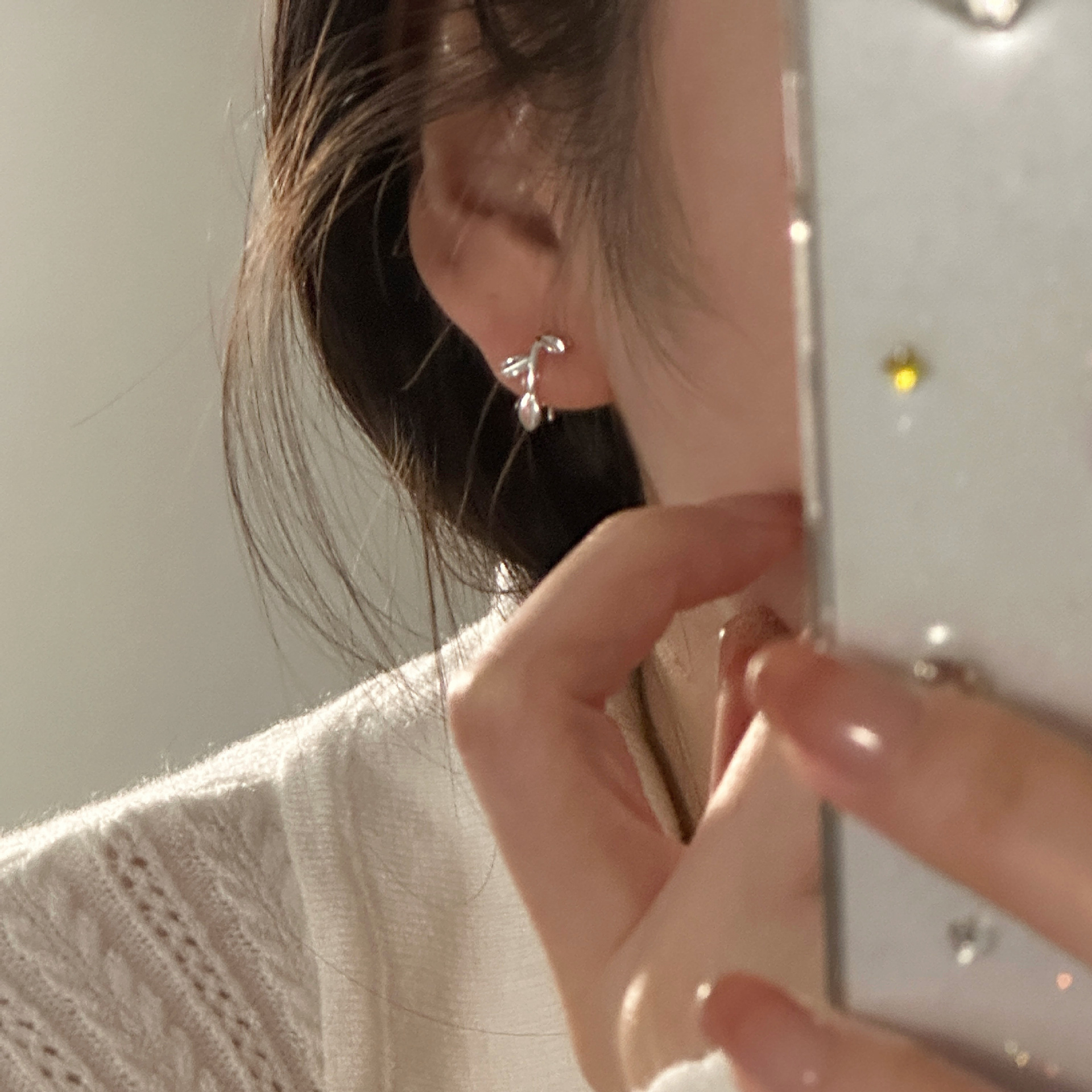 Pendientes de hoja pendientes de plata esterlina 925 pendientes de las mujeres simples pendientes de forma de hoja de plata brillante pendientes elegantes E9014