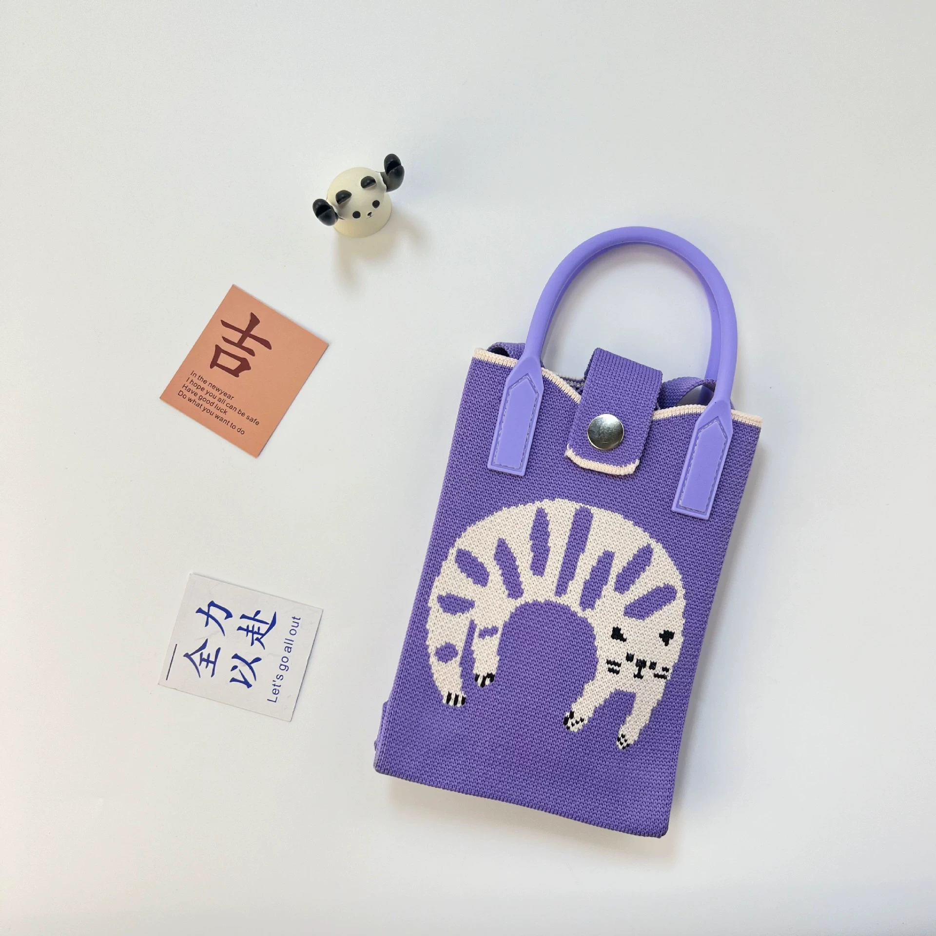 One-shoulder bag, wallet, knitted cute universal cartoon shoulder bag, Korean style