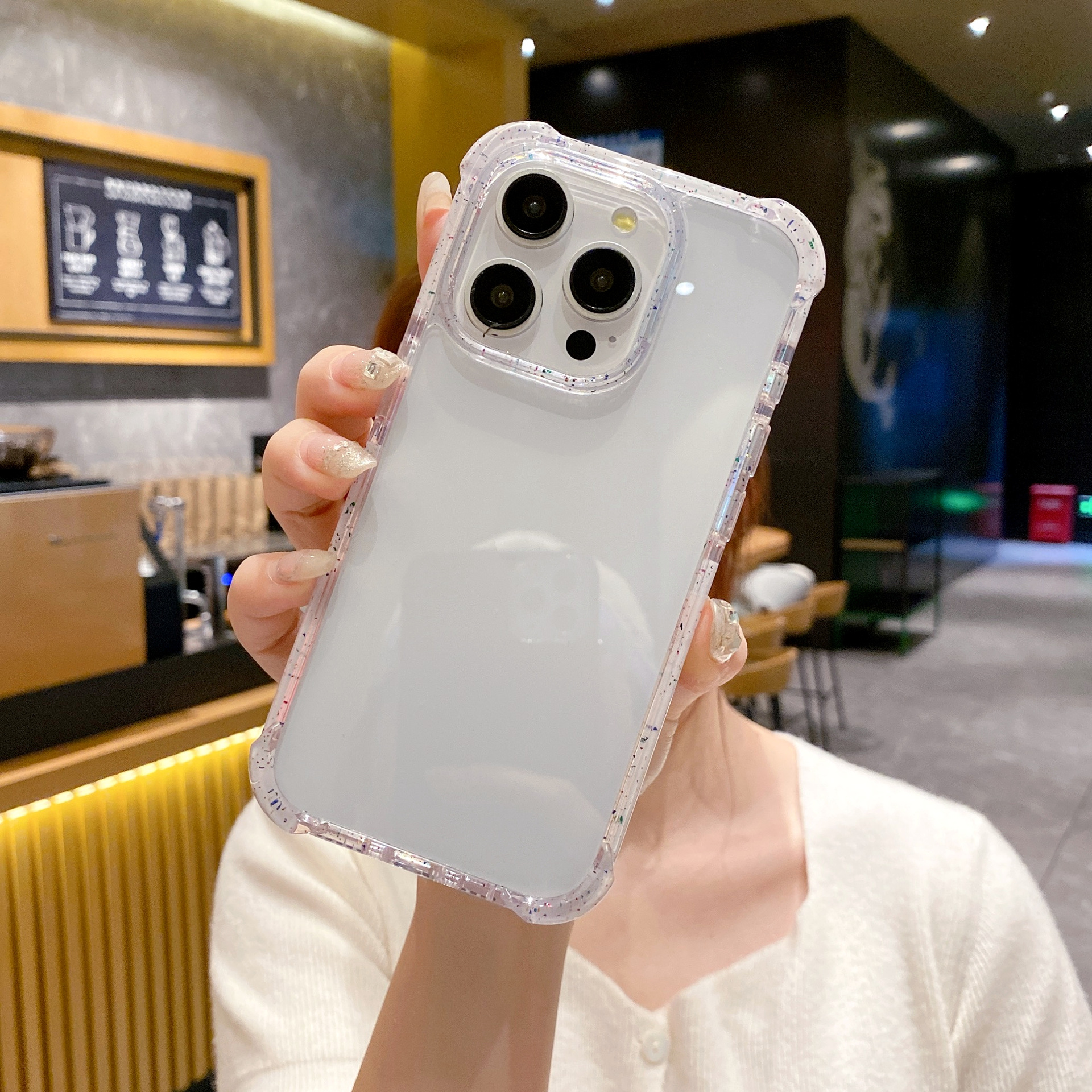 Suitable for Apple 17Promax Personalized Simple Color Dot Iphone16 Mobile Phone Case 15 Transparent Groove 14 Anti-Fall Female