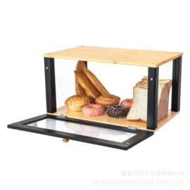 木制面包箱蛋糕点心储物箱家用糕点防尘亚克力收纳盒食物零食盒