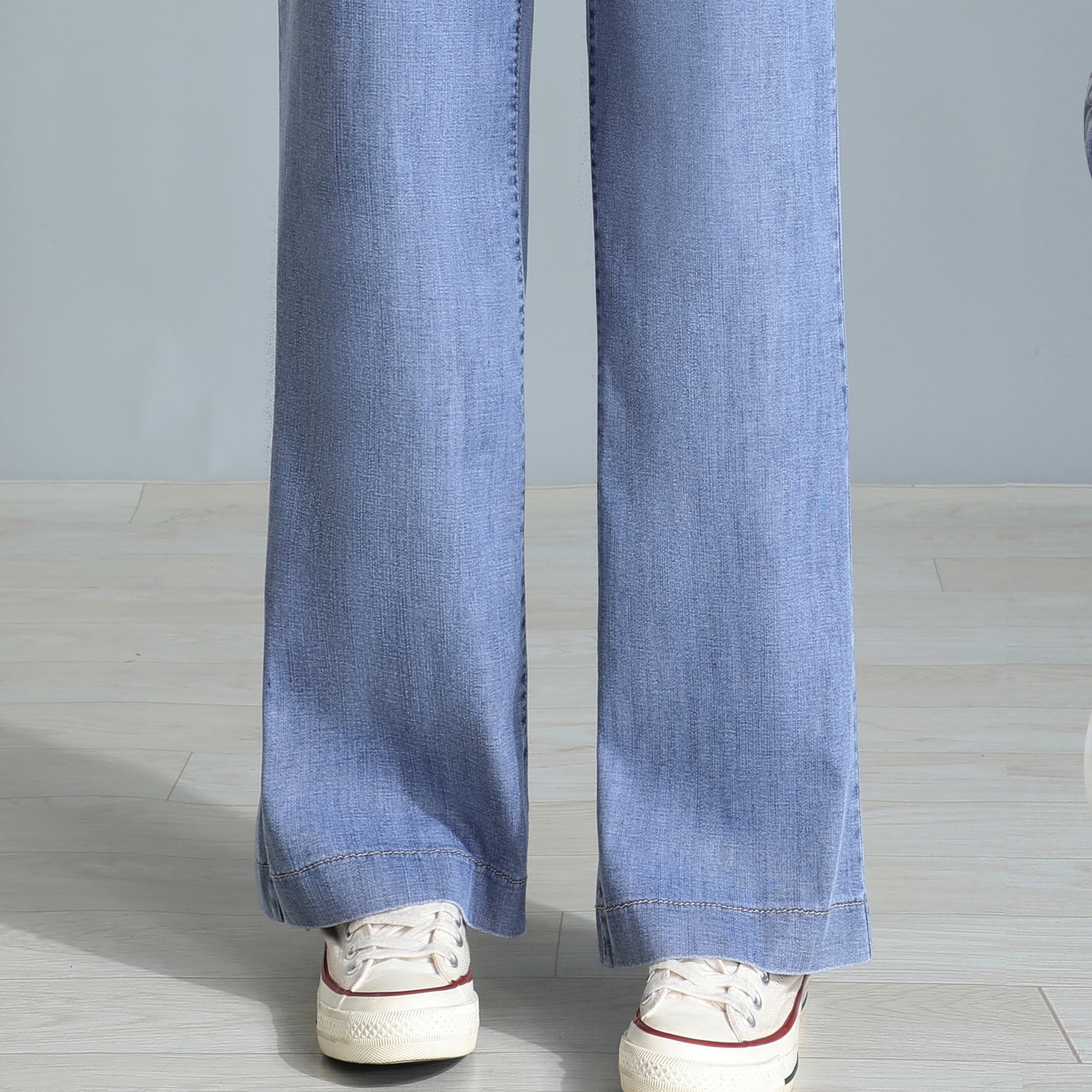 夏季阔腿牛仔裤高腰松紧显瘦女春夏款宽松垂感拖地长裤子休闲裤