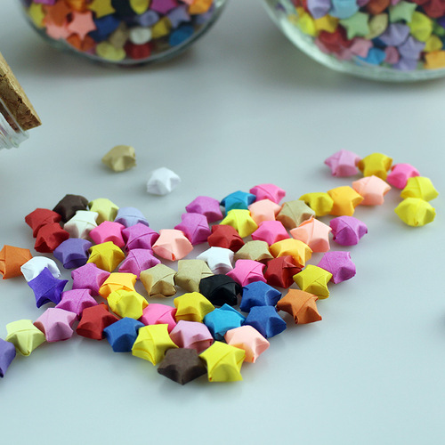 Folded finished small star colorful lucky star children's handmade origami folding wishing star birthday gift Christmas