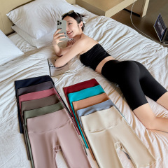 女性用レギンス、薄手の夏用アイスシルクシャークパンツ、外着用ヒップアップ速乾ヨガショーツ、お腹引き締め5点サイクリングパンツ