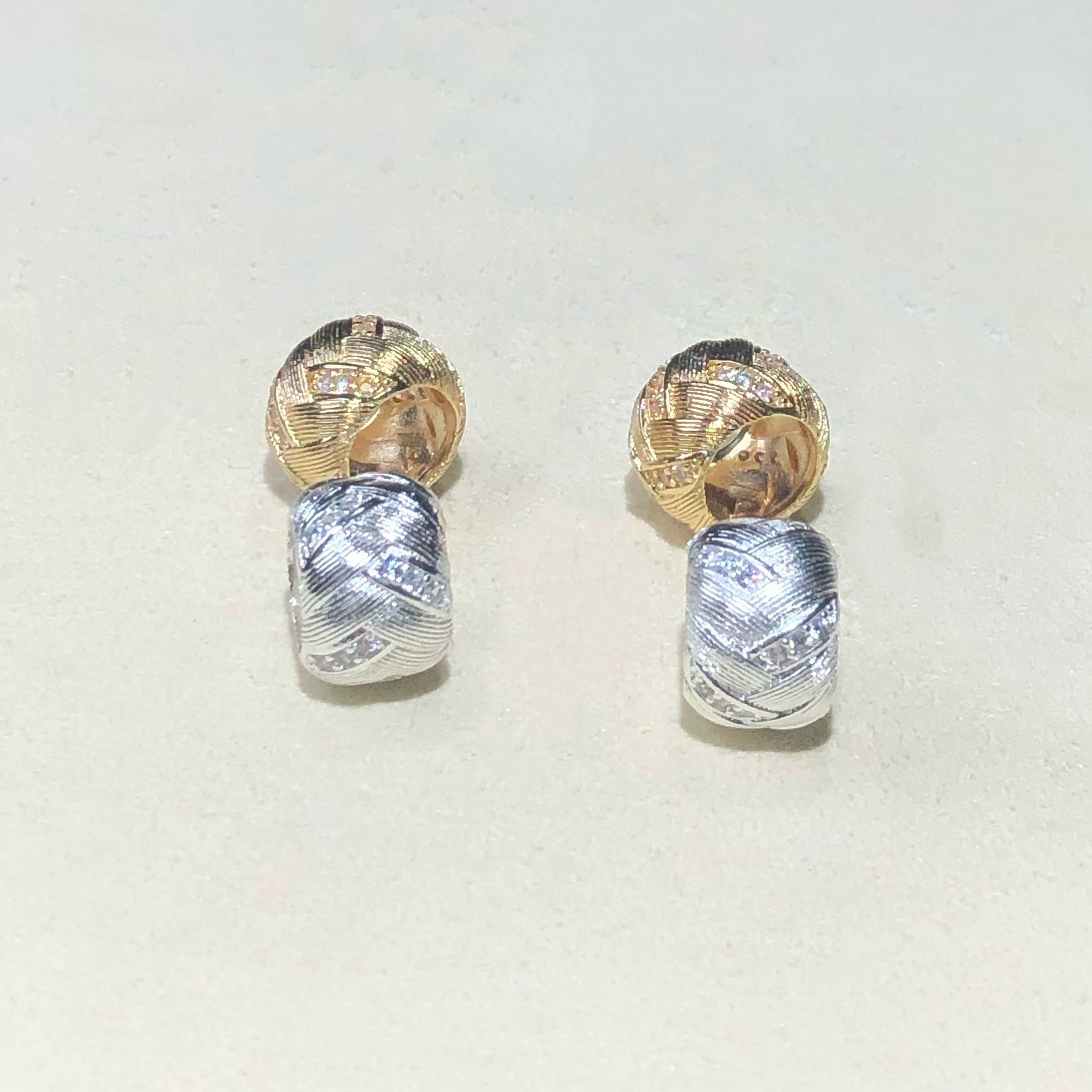 High Color Retention 14K Color-Preserving Diamond-Encrusted Brushed Large Hole Transfer Beads Wool Ball Spacer Beads DIY Bracelet Necklace Accessories