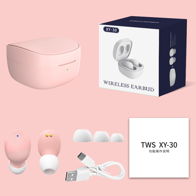 XY-30 rosa (función: añadir y restar volumen + arriba y abajo Música + pausa jugar + llamar a Siri + rechazar teléfono)