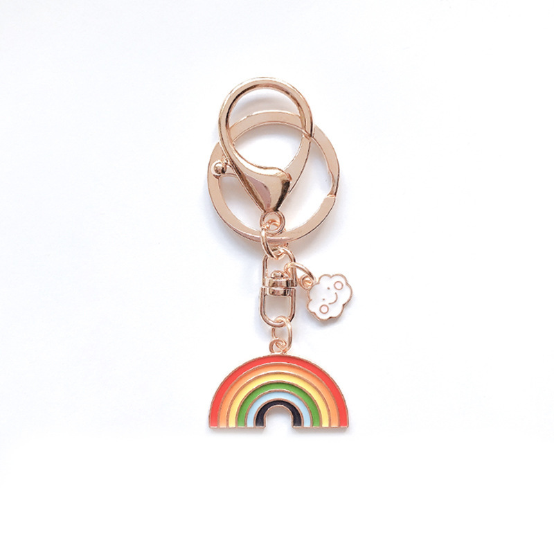 ins Style Alloy Rainbow Flower Clouds Cute Key Chain Bag Pendant Cartoon Key Chain Jewelry Pendant