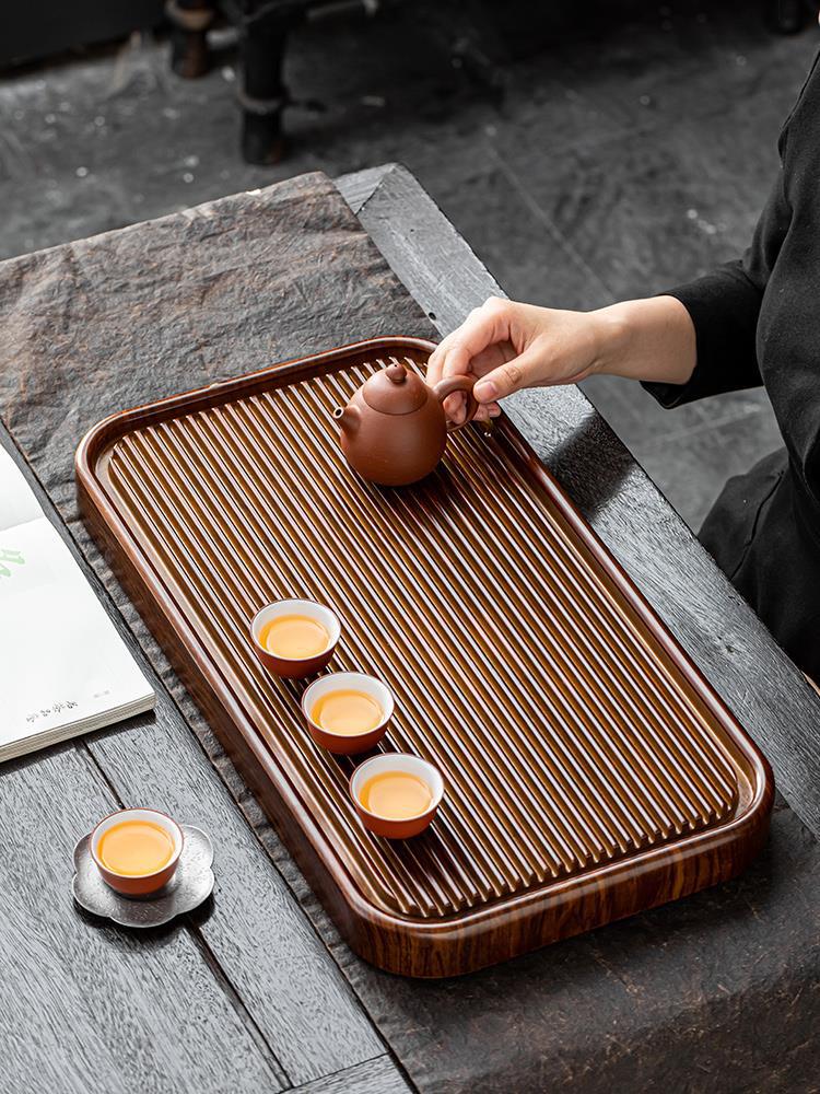 Toda la bandeja de té de madera maciza nuevo juego de té chino de alta gama bandeja de té de drenaje integrada de madera maciza escritorio del hogar lujo ligero