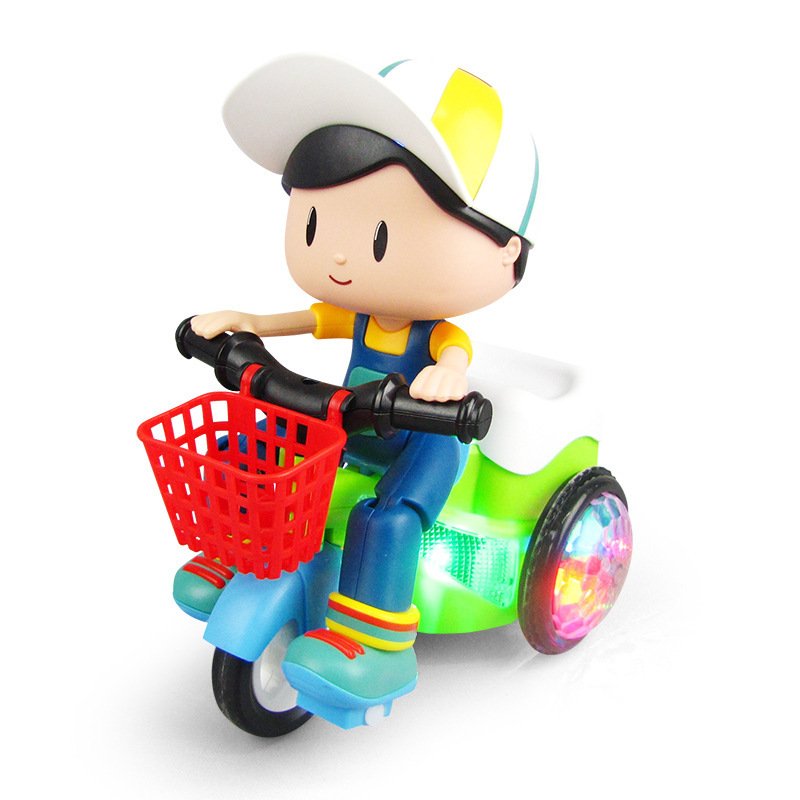 Matching Electric stunt trike with dazzling light vertical 360-degree rotation and lighting children's musical toy