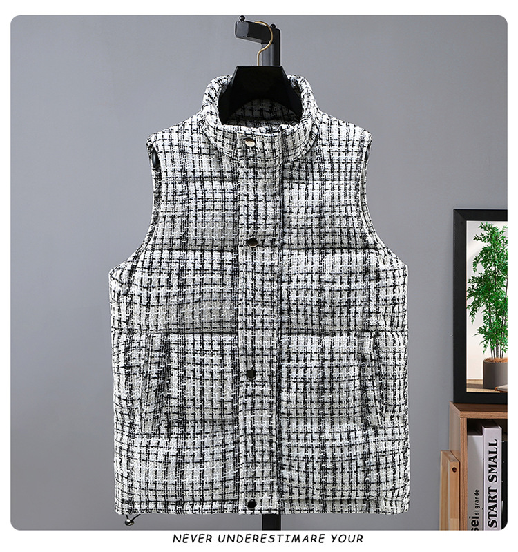 Gilet en coton et soie pour homme, gilet d'hiver tricoté à rayures argentées à paillettes, gilet chaud pour couple, même style_voghion.com