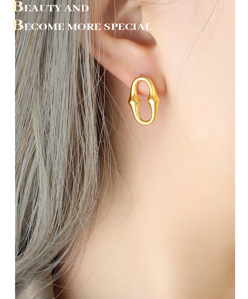 Simple Style Oval Titanium Steel Plating Ear Studs 1 Pair