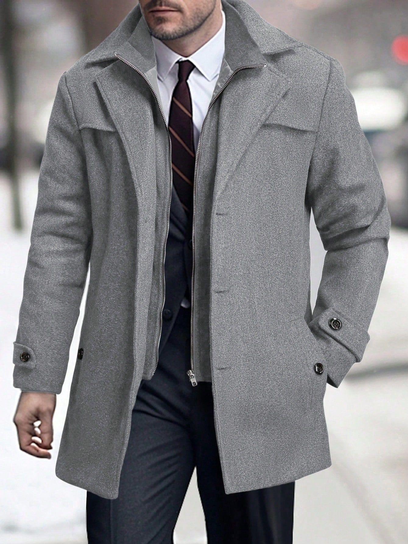 2025 otoño y invierno comercio exterior transfronterizo Europa y Estados Unidos ropa de hombre chaqueta de tween con cremallera abrigo de tween negocios Amazon 240804