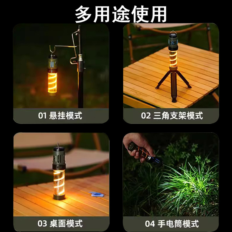 户外多功能驱蚊露营灯type-c充电便携式三角支架磁吸野营氛围照明|undefined