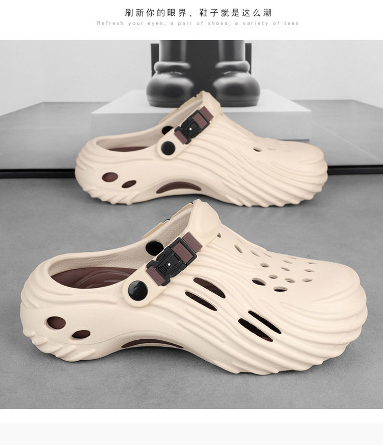 Dép sandal nam lỗ thoáng đế dày EVA chống trượt, đi biển và lái xe — Màu nâu kaki, Xanh nhạt, Đen xám chi tiết 19