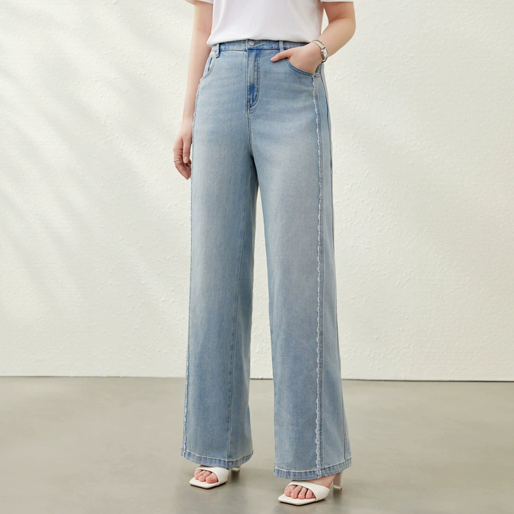 [Дизайнерские кружевные свободные универсальные джинсы для похудения] Женская одежда Slim Show больших размеров, толстая мм, 2025, летний новый стиль