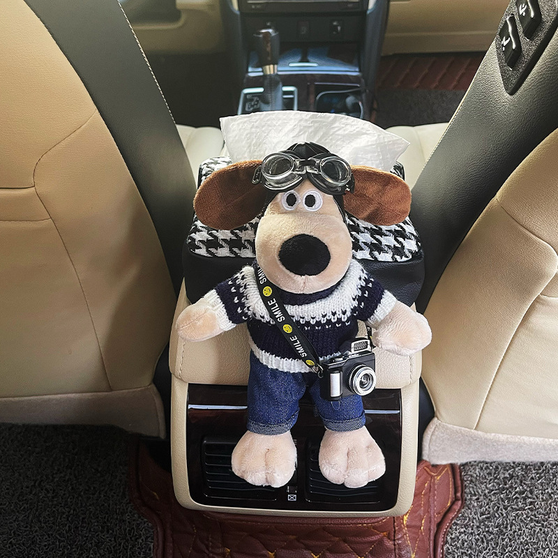 Caja de cartón para coche, caja de reposabrazos, caja de pañuelos, sentido de muñeca lindo creativo, decoración interior del coche, decoración para coche