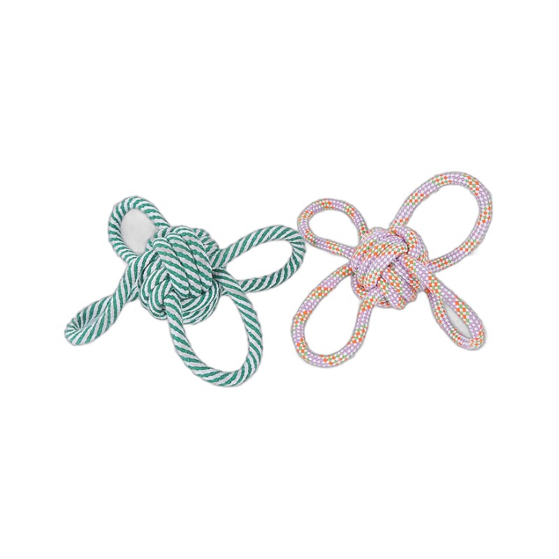 Juguete para mascotas cuerda de algodón juguete para perros juguete para mascotas nudo juguete tejido de cuatro orejas juguete para mascotas cuerda de algodón