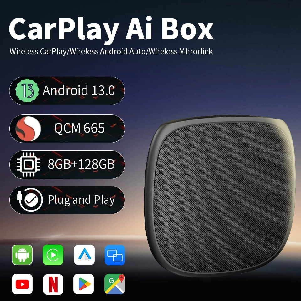 AI Box Android 13 три в одном Carplay Автомашина машина соединена 8 128 Поддержка YouTube Netflix