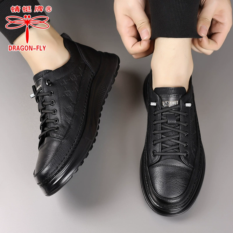 蜻蛉牌 Men's sneakers, non-slip white shoes for leather shoes, genuine leather, soft sole