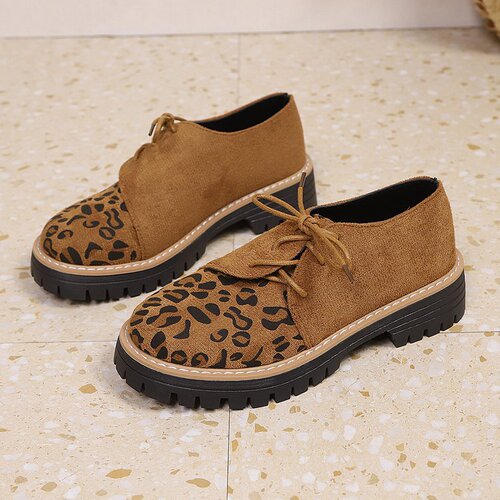 New Large Women's Fall Slip-on Buckle Leopard Fur Face Leather Shoes TEMU
